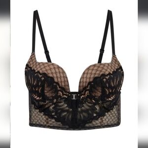 Adore Me Black and Tan Lace Bra Camilla Push Up